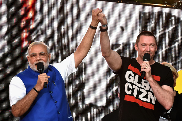 Narendra Modi with Hugh Jackman