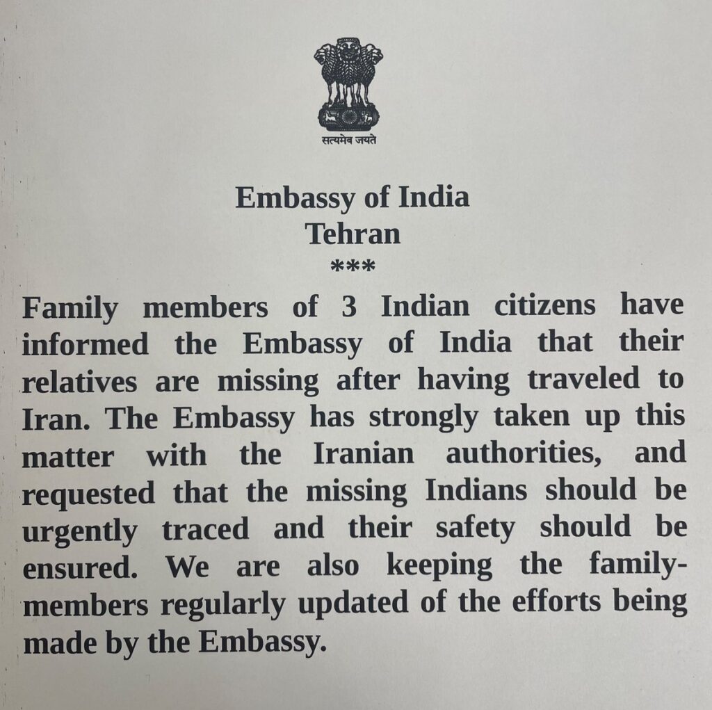 Three Indians Missing in Iran as Families Allege Kidnapping