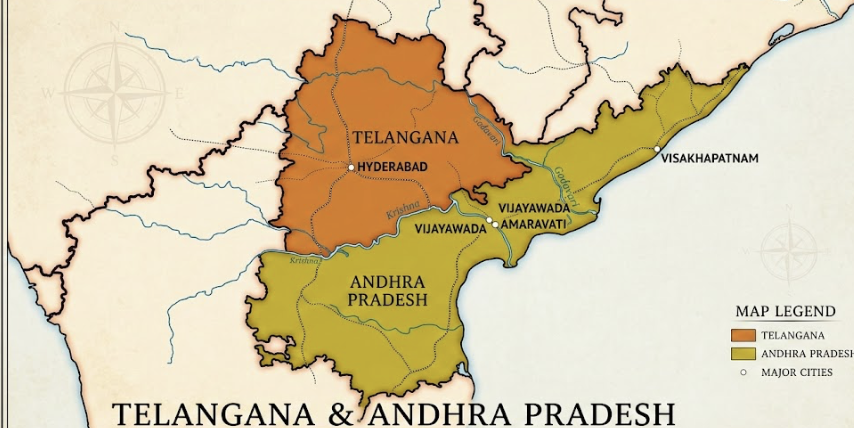 Telangana & Andhra Pradesh Map